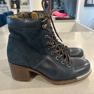 Fly London Elegant Navy Lace-Up Boots